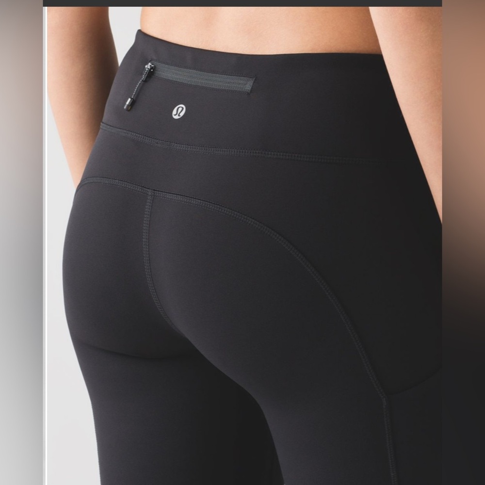 LULULEMON Speed Tight III Ruched Ankle Black Full Legging Pocket Womens Sz 6
